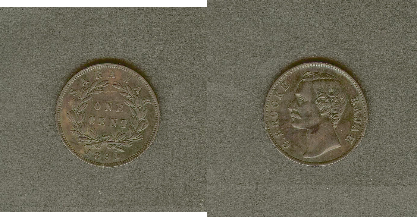 Sarawak 1 cent 1891 aEF